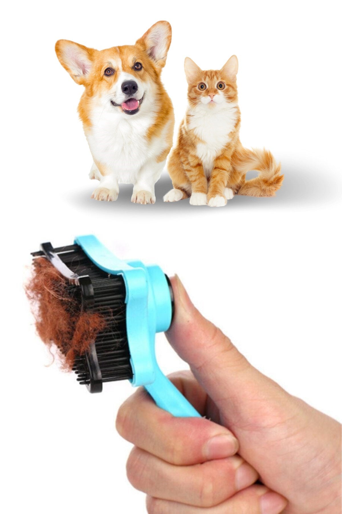 Evcil Hayvan Kedi Köpek Tüy Toplayıcı Otomatik Tuşlu Pet Tarak